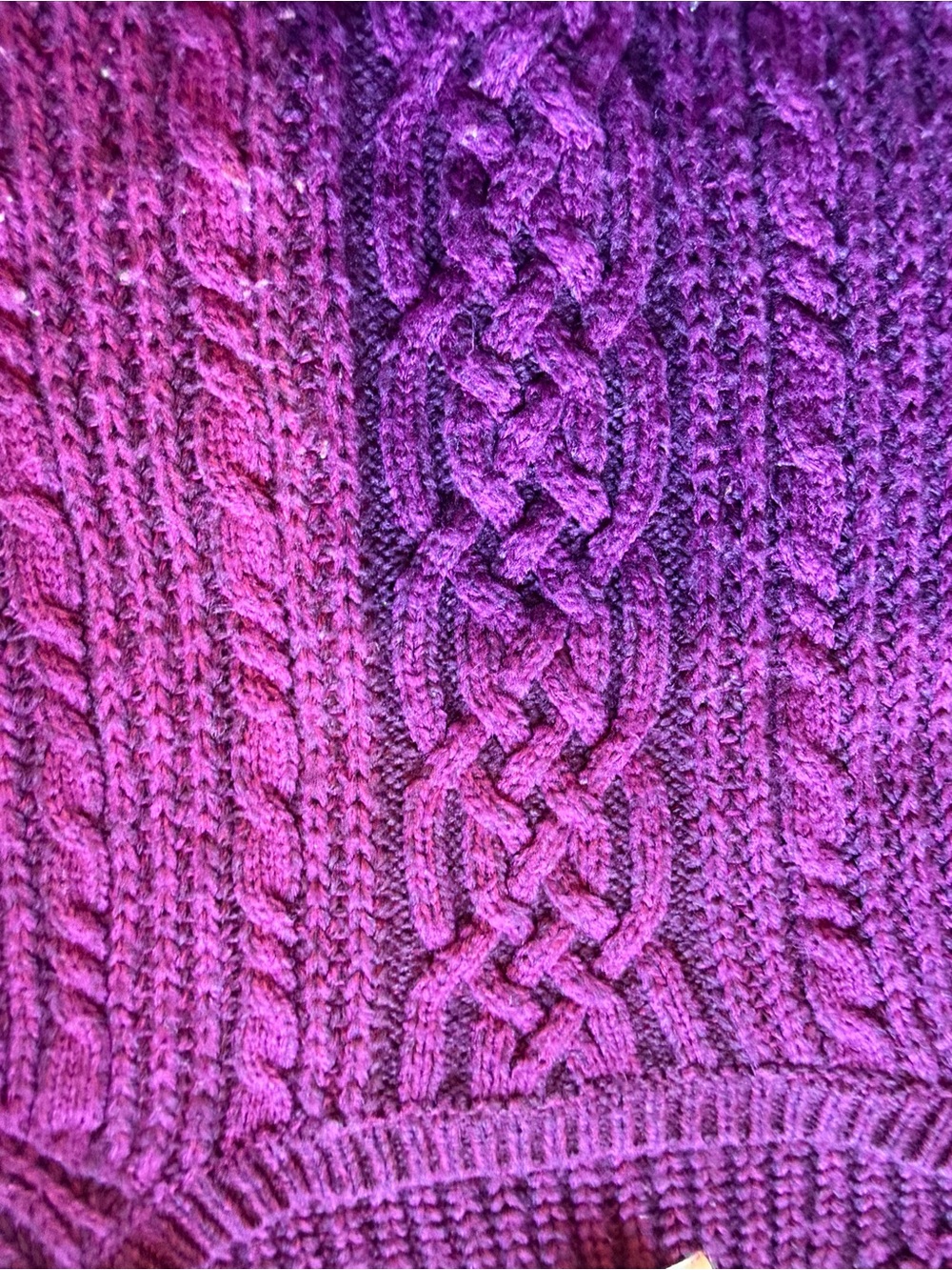 Caslon Purple Cable Knit Wool Blend Crewneck Sweater Size Small / Medium - Picture 5 of 7